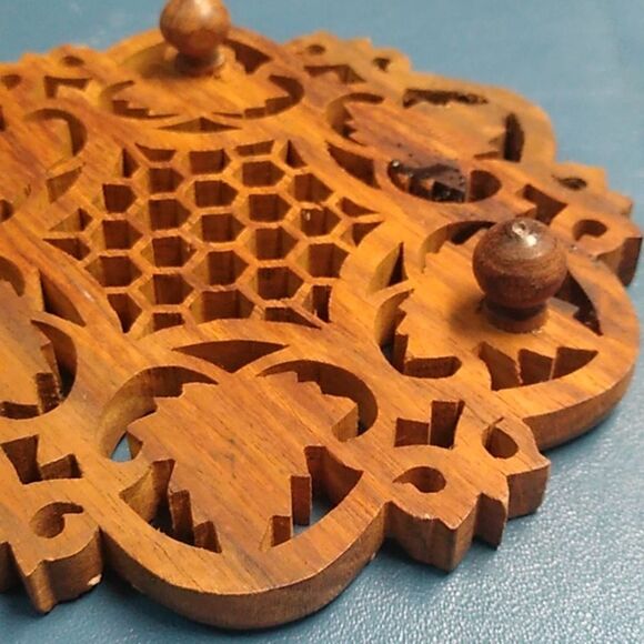 Set of Three Carved Wooden Trivets - Picture 4 of 9